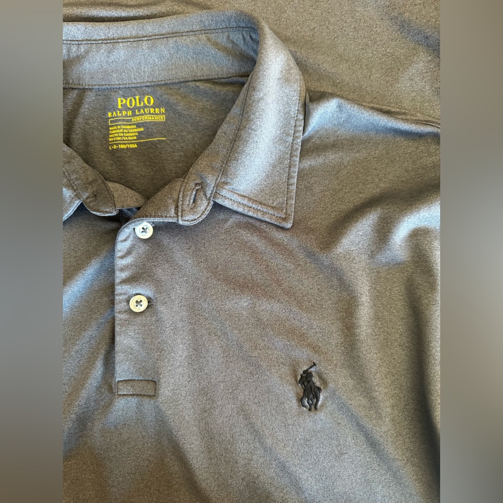 Polo Ralph Lauren Polo Shirt Mens L Charcoal Gray Performance Golf Stretch Shirt - Picture 3 of 4